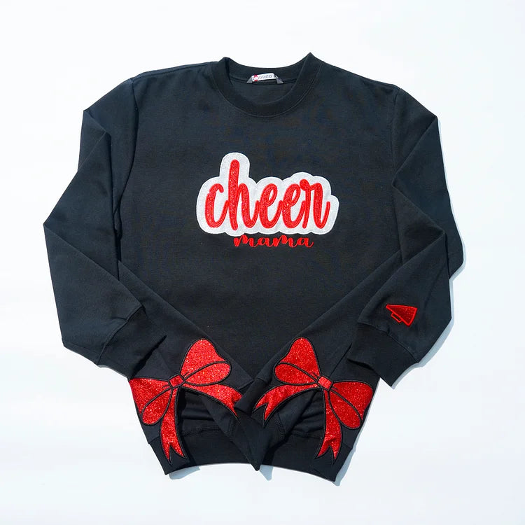 Custom Glitter Sports Hoodie with Bow Decoration 🎄 Holiday Gift for Mom