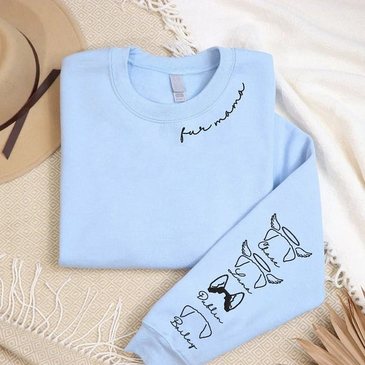 "Dog mama” – Pet Ears Embroidered Sweatshirt For Dog Mothers