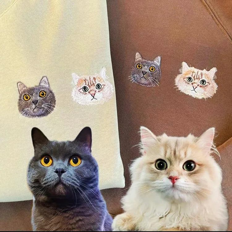 Custom Pet Embroidered Sweatshirt, Hoodie - Gift for Cat Pet Lover