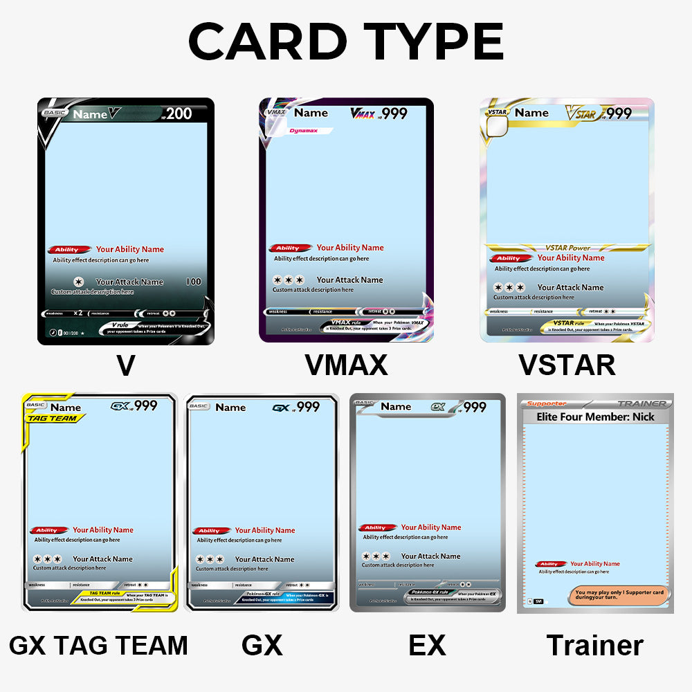 Custom Anime Pet Pokecard TCG V/Vmax/VSTAR/EX/GX/TRAINER Card