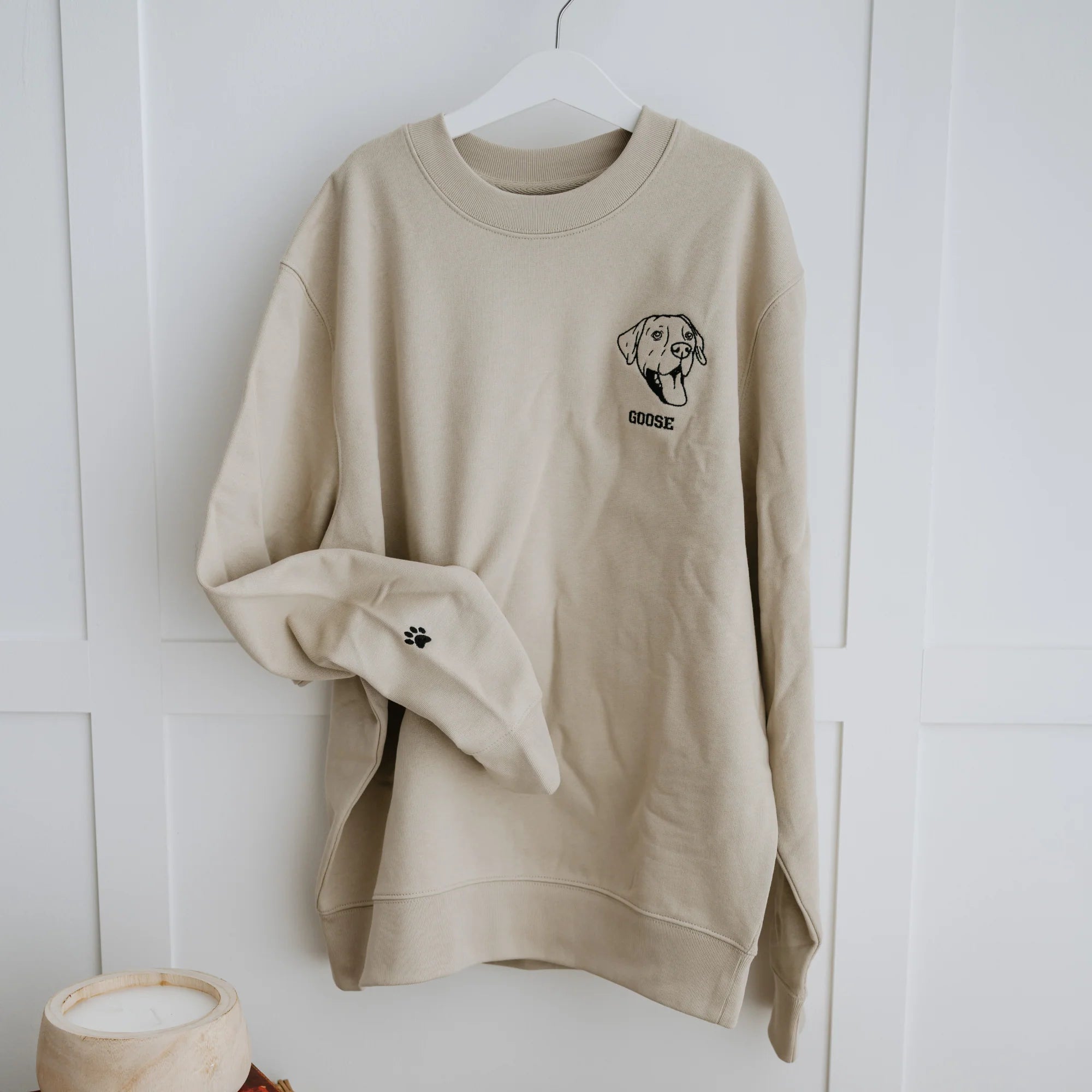 Custom embroidered hoodie with pet rabbit face sketch embroidery