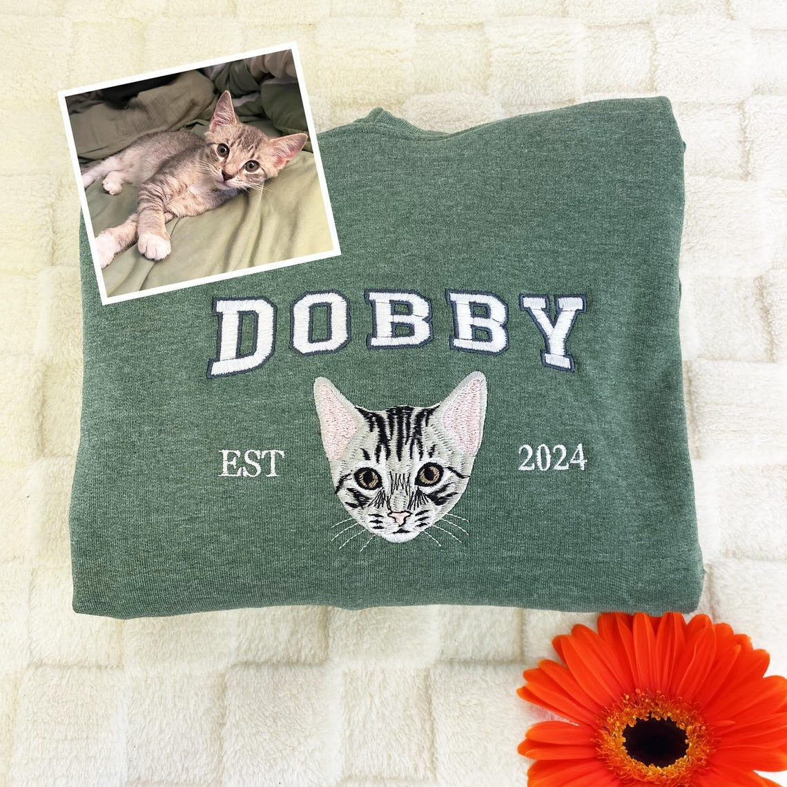 Personalized Embroidered Pet Face and Name Est T-shirt Keepsake Gift for Pet Lovers