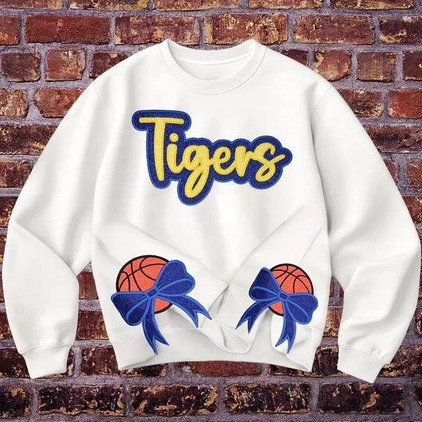 Custom Glitter Sports Hoodie with Bow Decoration 🎄 Holiday Gift for Mom