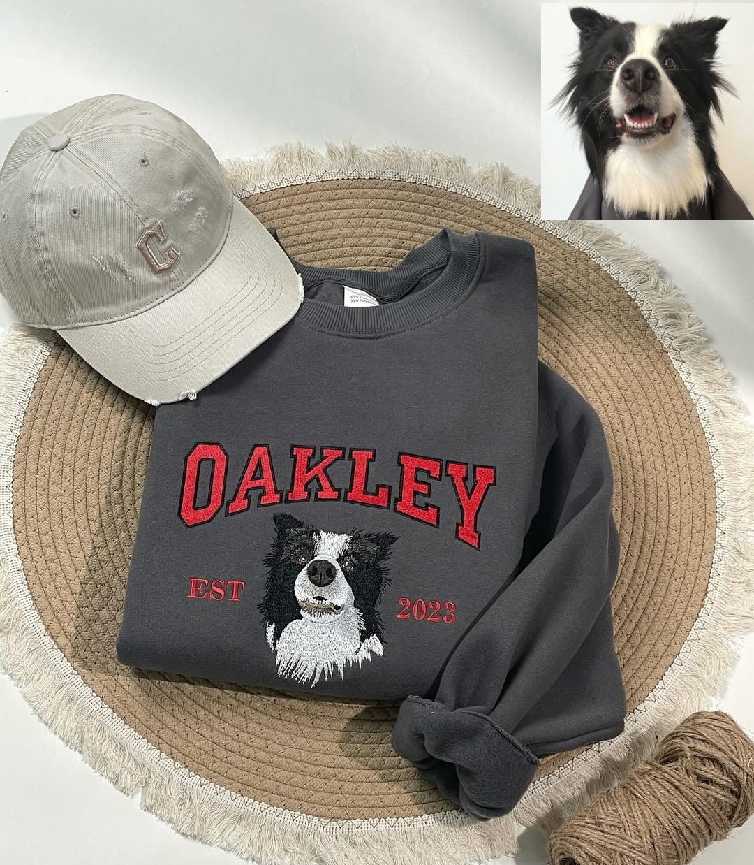 Custom Pet Portrait Embroidered Hoodie And Sweatshirt, Pet Lover Gift
