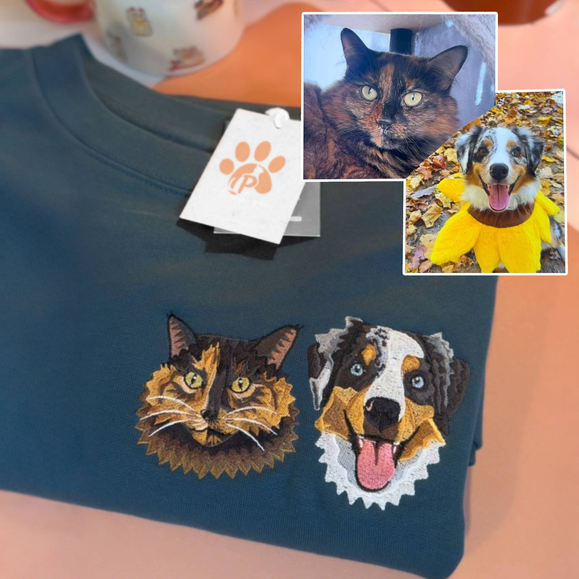 Rich Colors,Custom Embroidered Pet Face Sweatshirt from Your Photo
