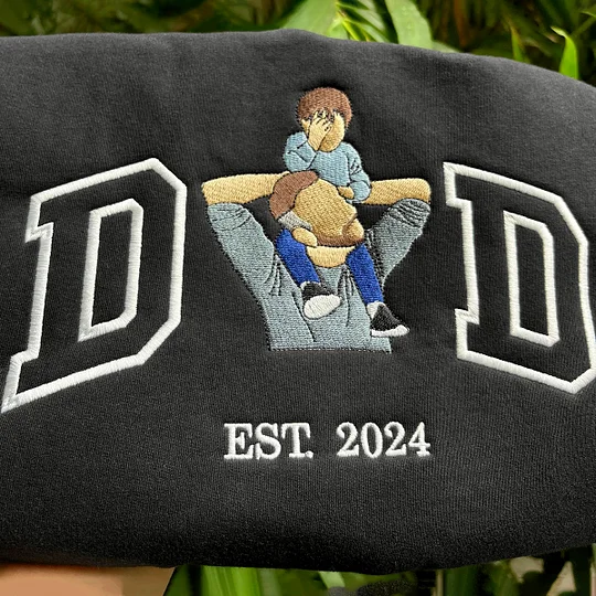 Custom Photo Embroidered Sweatshirt & T-Shirt for DAD, PAPA
