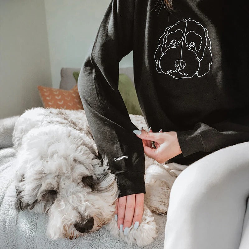 Custom Embroidered Sweatshirt,Pet Face Sketch Embroidery