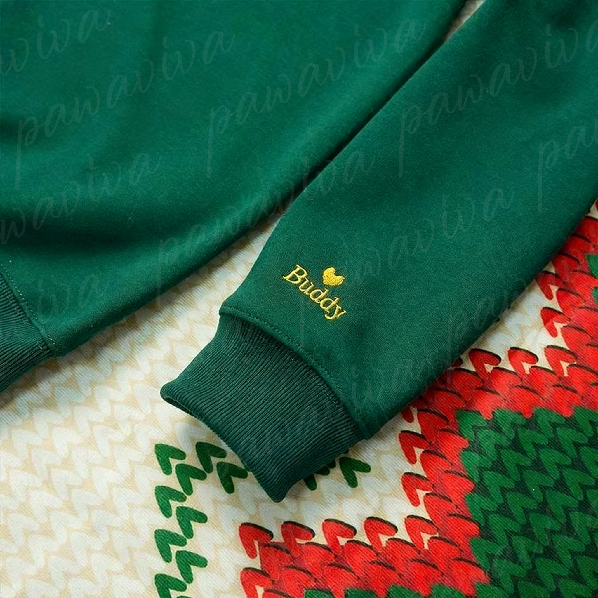 Custom Pet Portrait Christmas Sweatshirt with Snowflake and Christmas Lights Embroidery