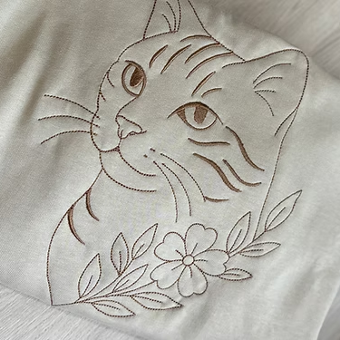 Pet Portrait Outline Embroidered Sweatshirt with Floral Details