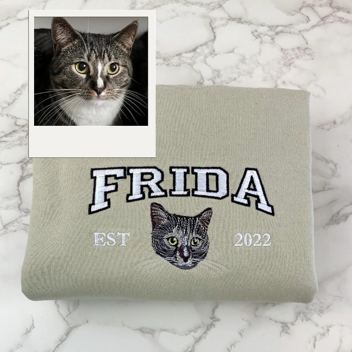Personalized Pet Varsity Hoodies - Custom Cat Name Embroidery from Photo - Cat Mom Apparel