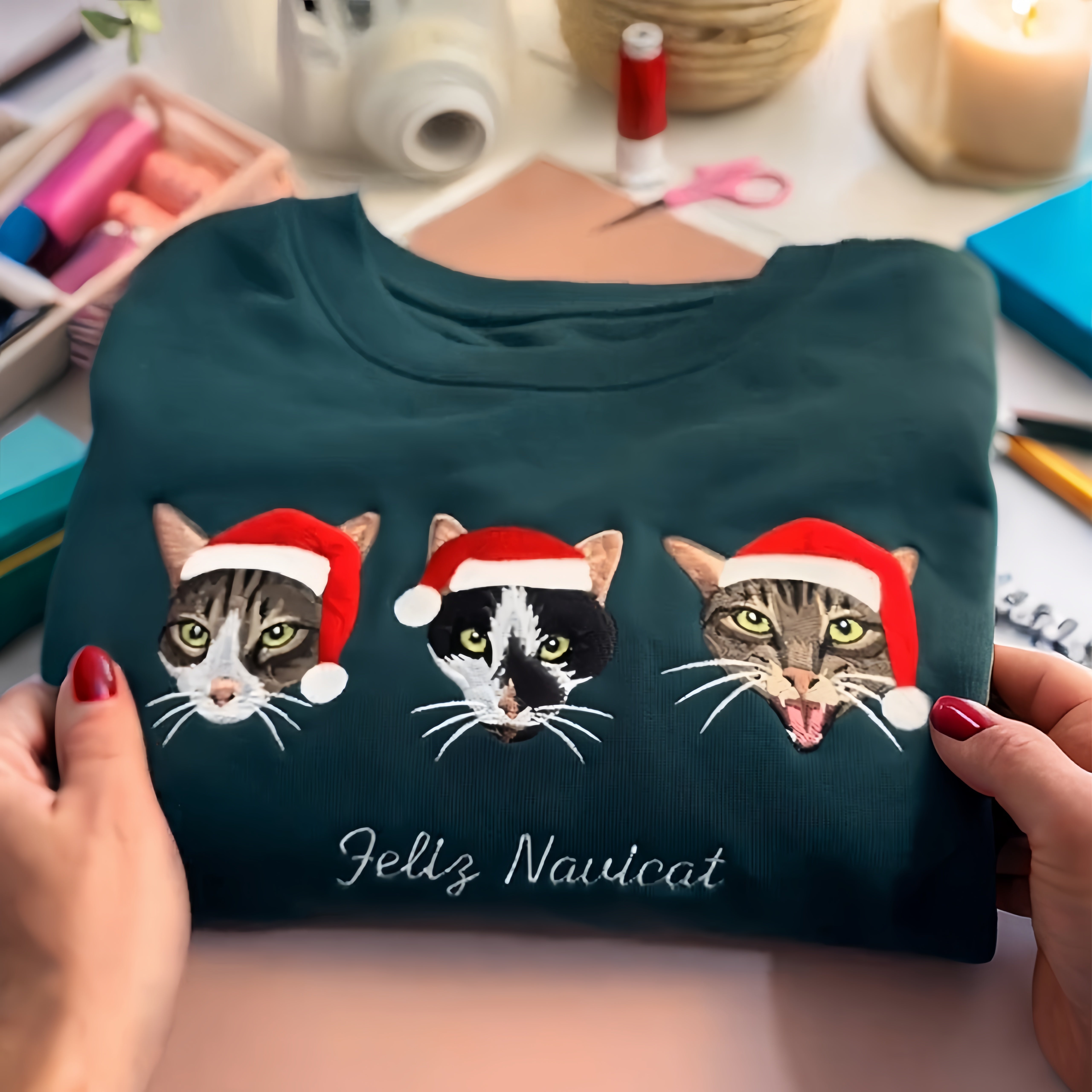 Custom Pet Portrait Sweatshirt -Retro Cat Mom Hoodie -Pet Lovers Gift