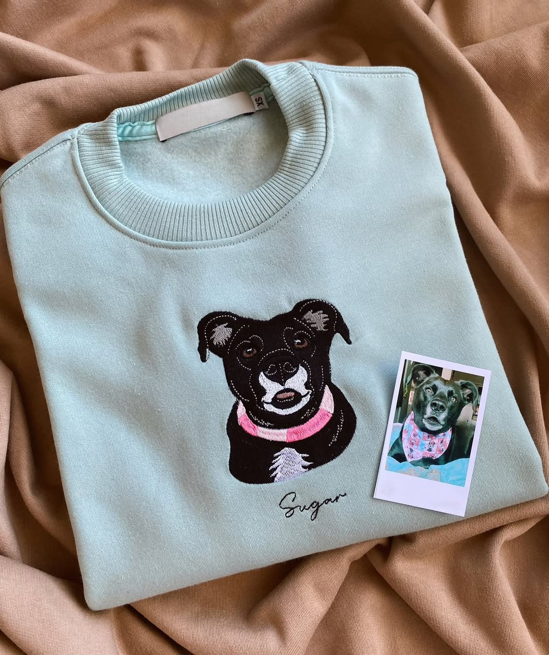 Rich Colors,Custom Embroidered Dog Face T-shirt,Sweatshirt from Your Photo
