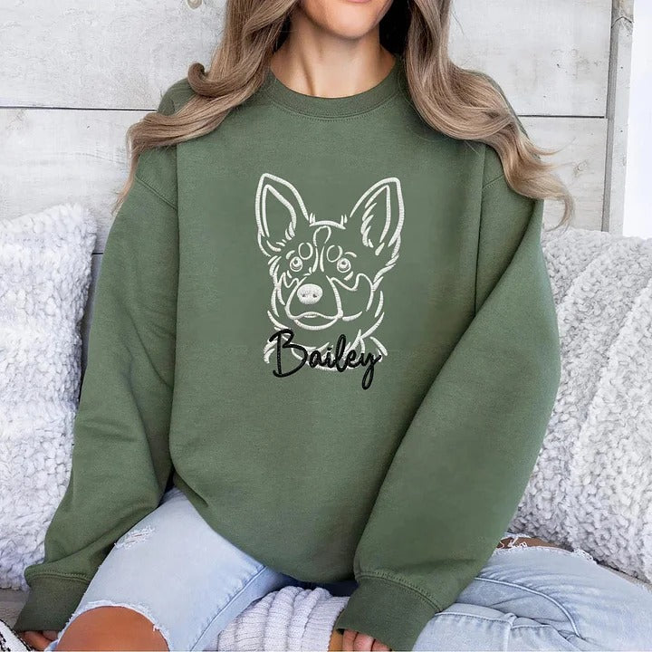 Custom Embroidered Pet Silhouette Sweatshirts With Pet's Name