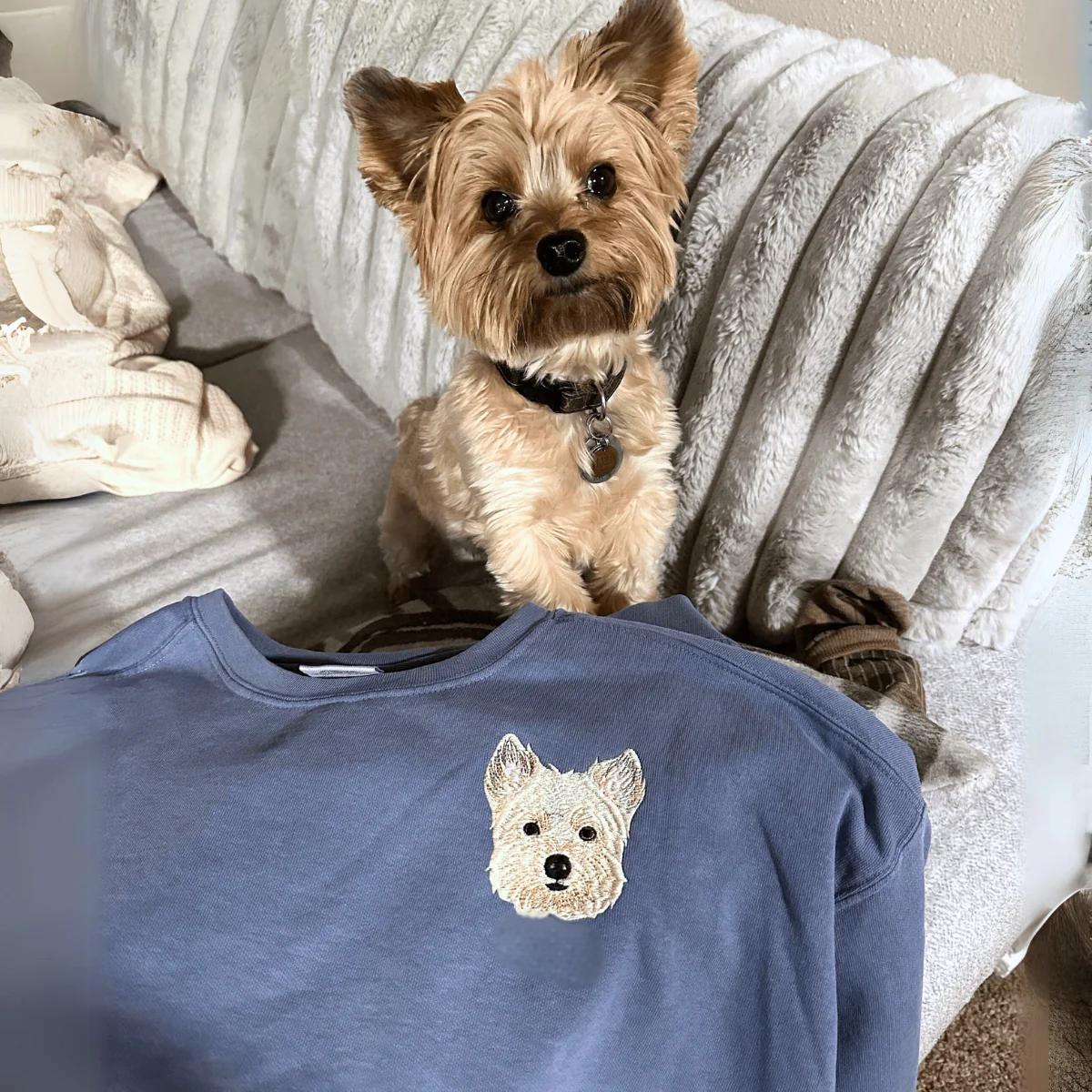 Rich Color Custom Embroidered Dog Face Sweatshirt from Your Photo