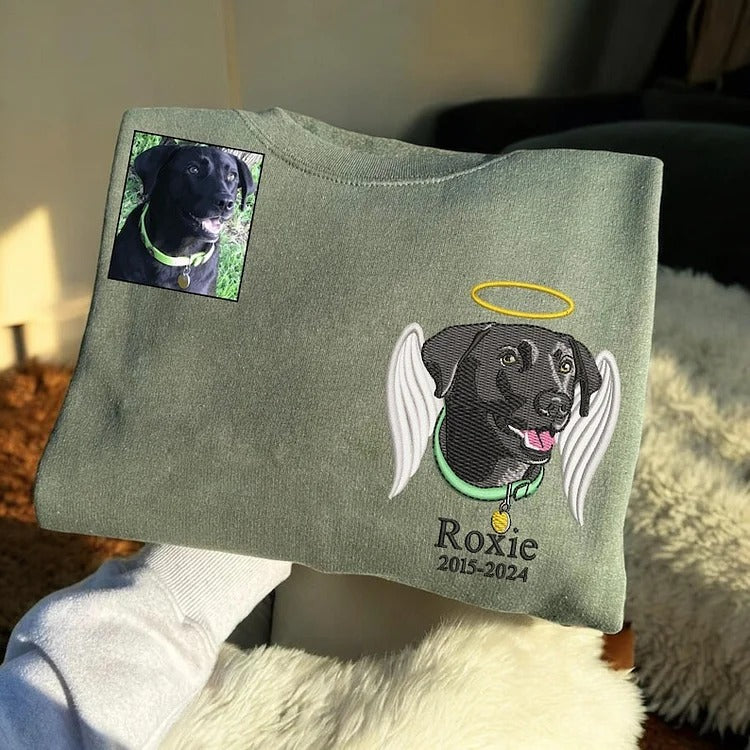 Custom Pet Loss Embroidered Sweatshirt, Pet Memorial Embroidered T-shirt Sweatshirt Hoodie