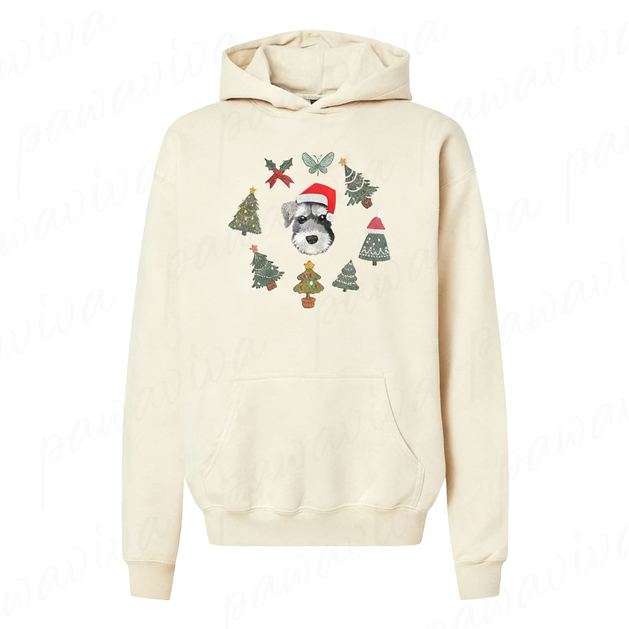 Custom Pet Portrait Christmas Sweatshirt with Festive Embroidered Elements