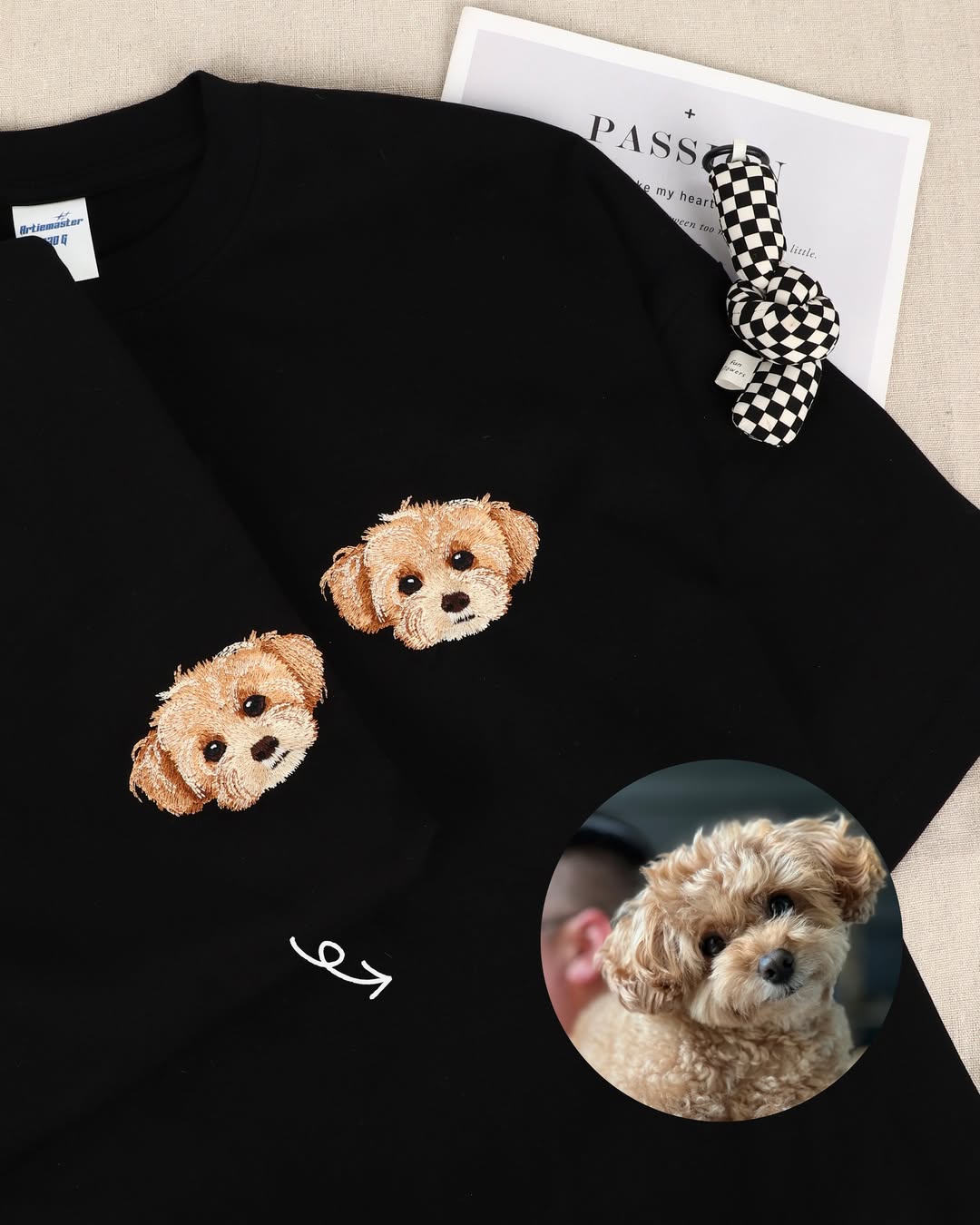 Custom Embroidered Sweatshirt with Dog Face Varsity from Photo, Gift for Dog Lovers