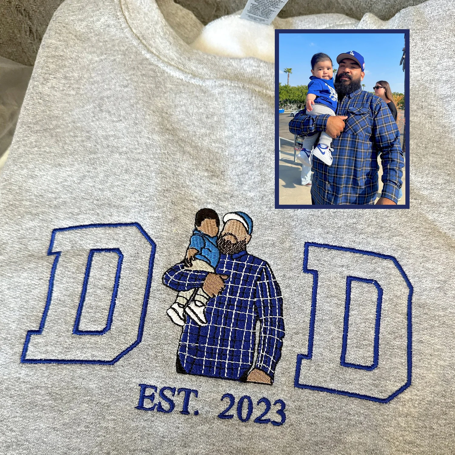 Custom Photo Embroidered Sweatshirt & T-Shirt for DAD, PAPA