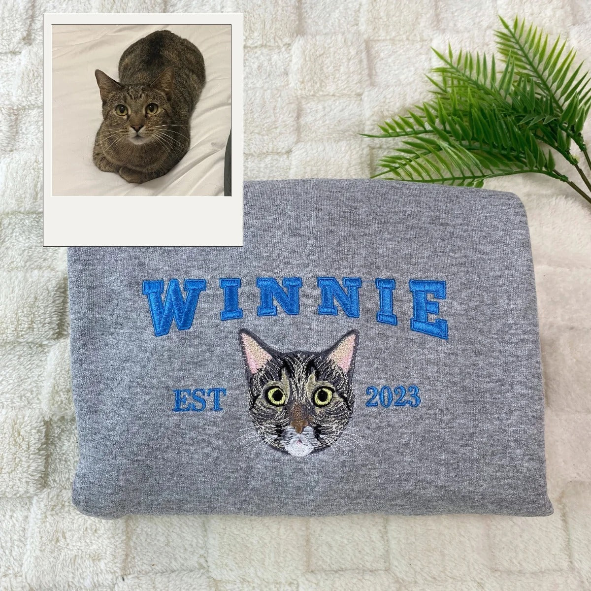 Personalized Pet Varsity Hoodies - Custom Cat Name Embroidery from Photo - Cat Mom Apparel