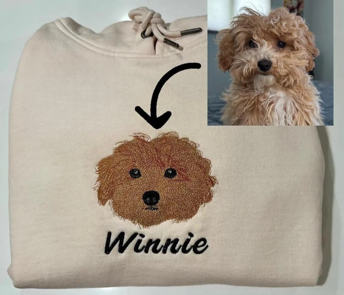 Custom Embroidered Pet Sweatshirt with Pet Photo , Custom Embroidered Dog Hoodie , Gift for Dog Dad Mom