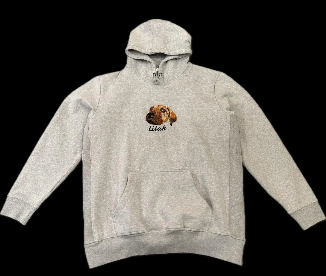 Custom Embroidered Pet Sweatshirt with Pet Photo , Custom Embroidered Dog Hoodie , Gift for Dog Dad Mom