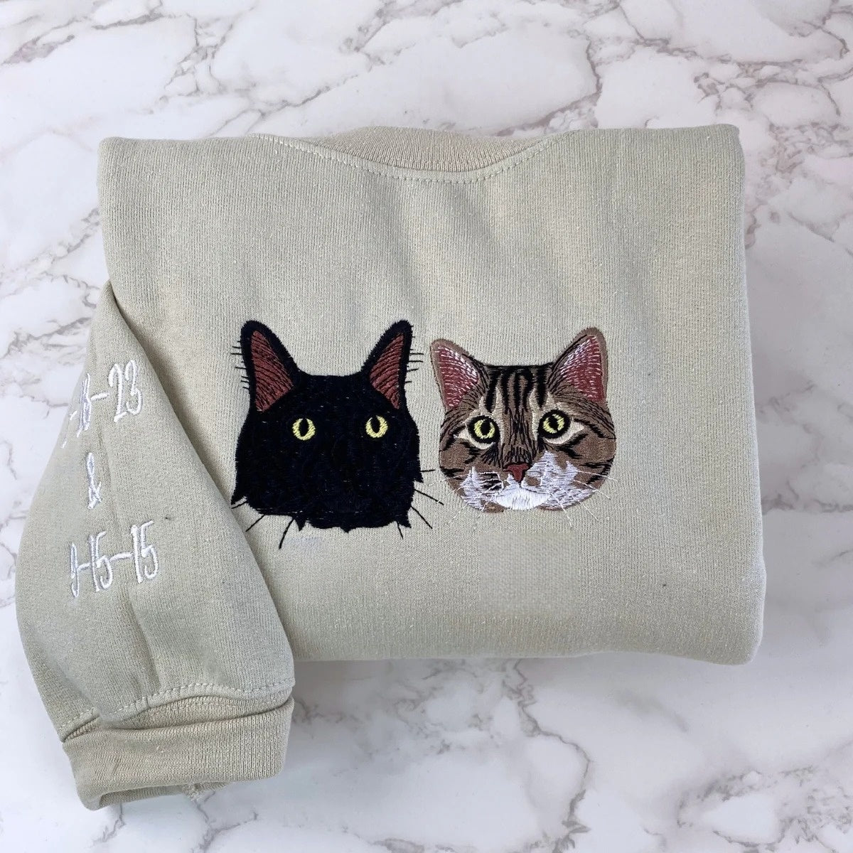 Cat Gift Hoodies Custom - Pet Portrait Embroidery Sweatshirts - Perfect Cat Lover Birthday Gift