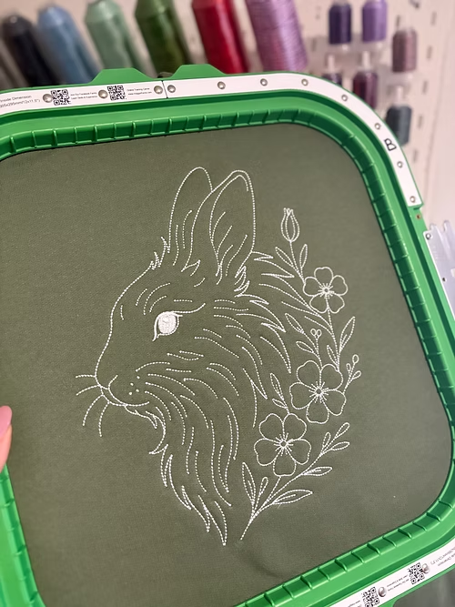 Pet Portrait Outline Embroidered Sweatshirt with Floral Details