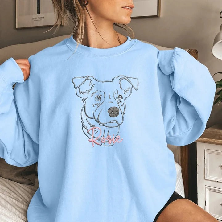 Custom Embroidered Pet Silhouette Sweatshirts With Pet's Name