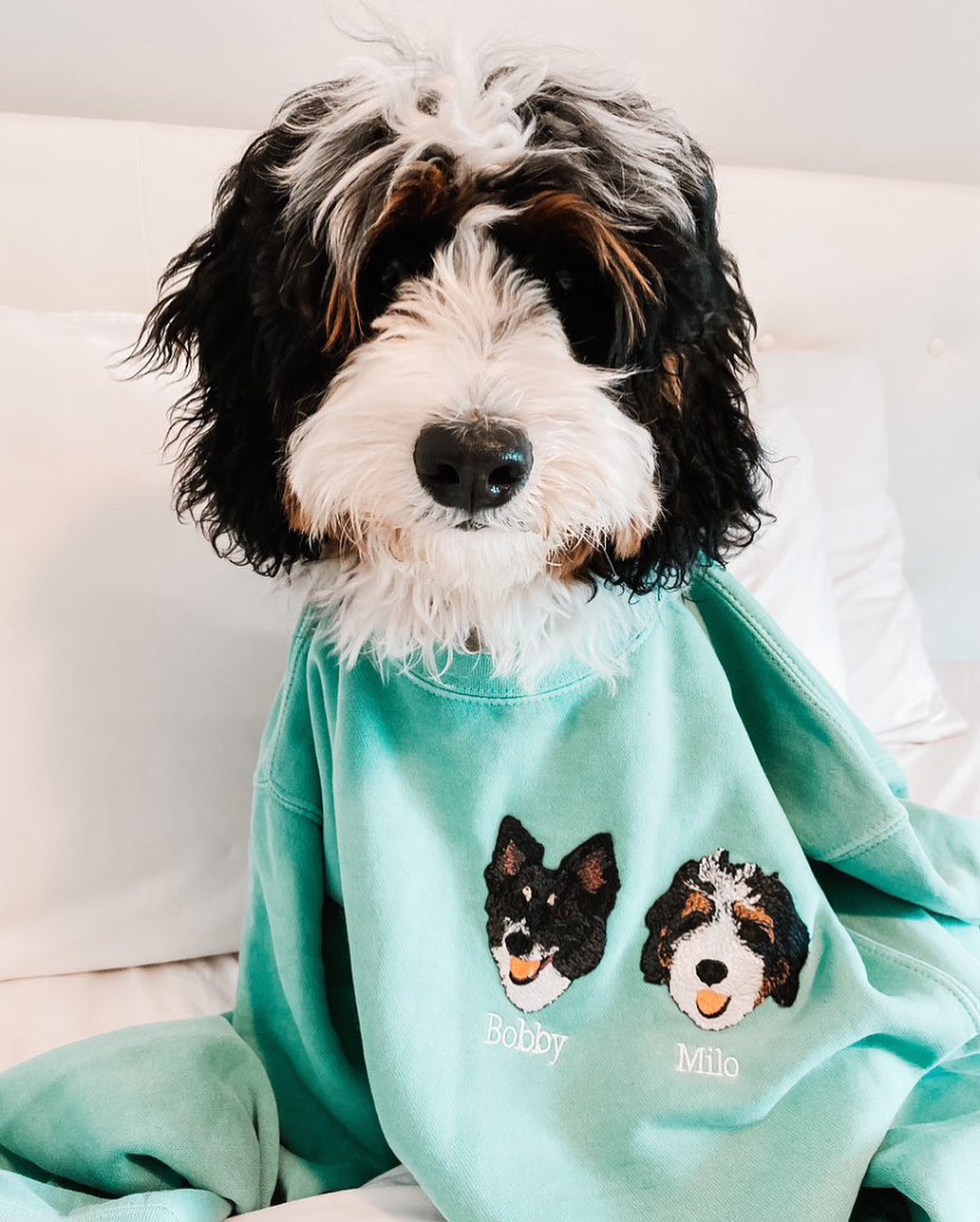Custom Embroidery Dog Hoodies - Personalized Pet Portrait Sweatshirts - Premium Dog Mom Gift