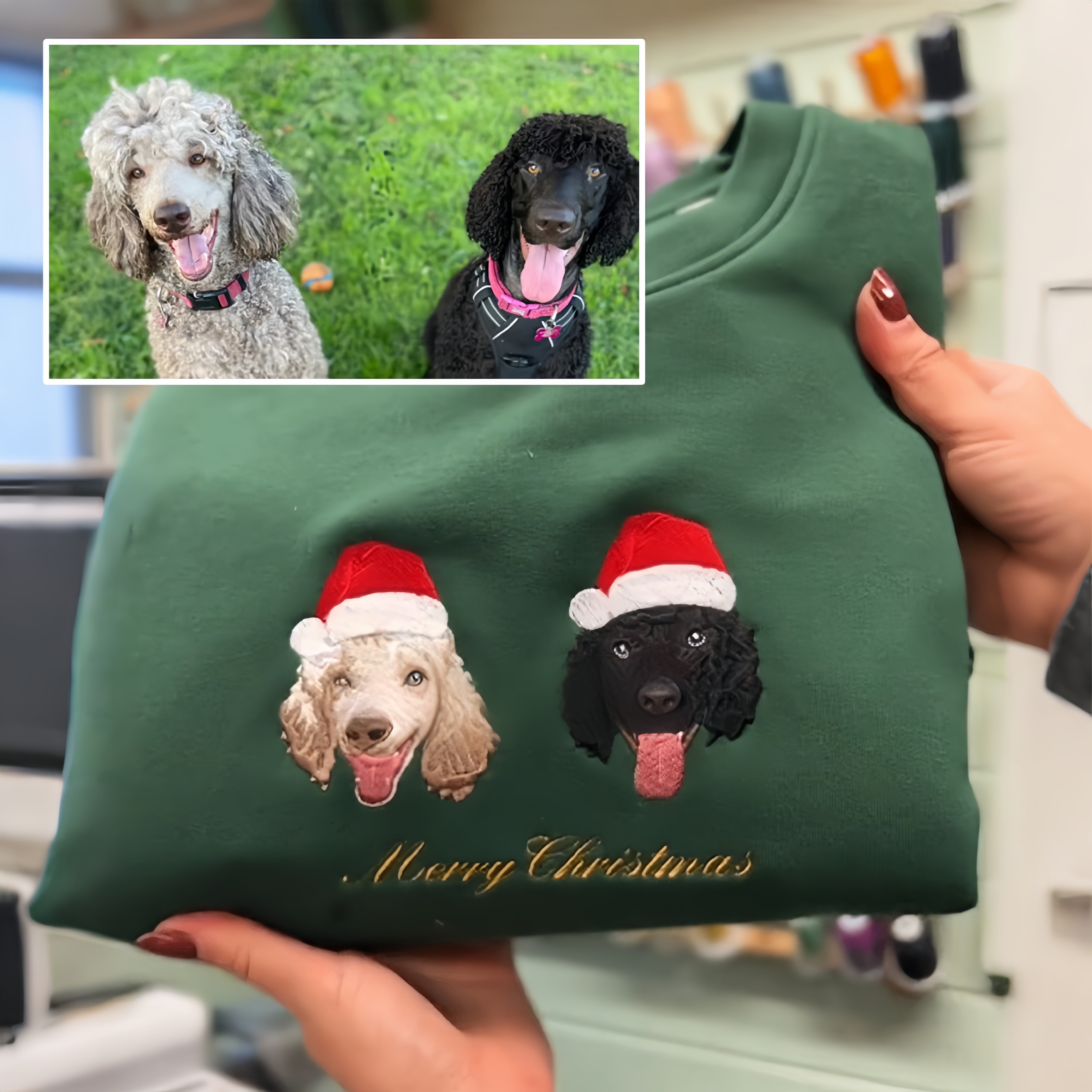 Custom Embroidered Pet Portrait T-shirt,Sweatshirt