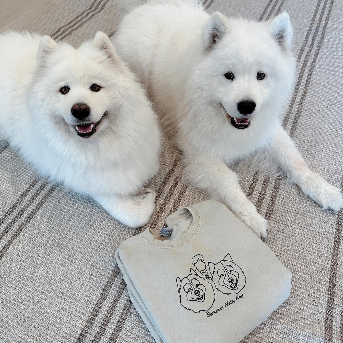 Custom Embroidered Sweatshirt,Pet Face Sketch Embroidery