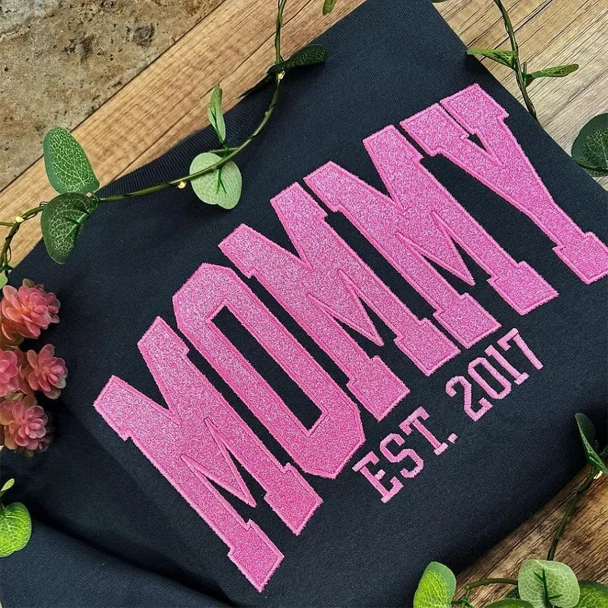 Custom Embroidered Applique Glitter Mama Sweatshirt - Gift for Mom