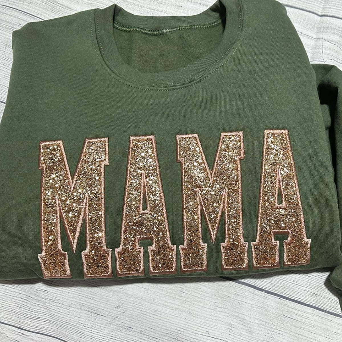 Custom Embroidered Applique Glitter Mama Sweatshirt - Gift for Mom