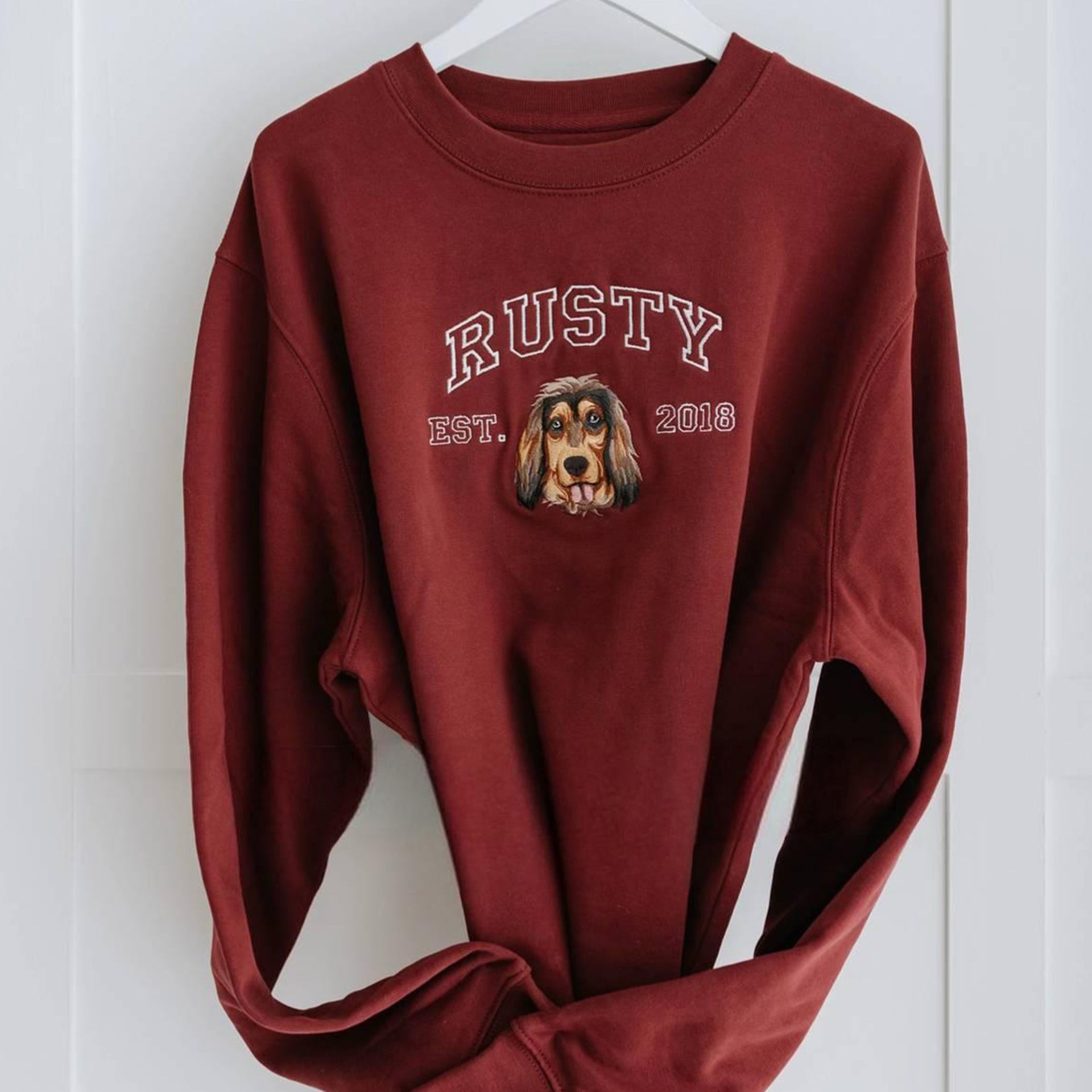 Custom Embroidered Sweatshirt with Dog Face Varsity from Photo, Gift for Pet Lovers