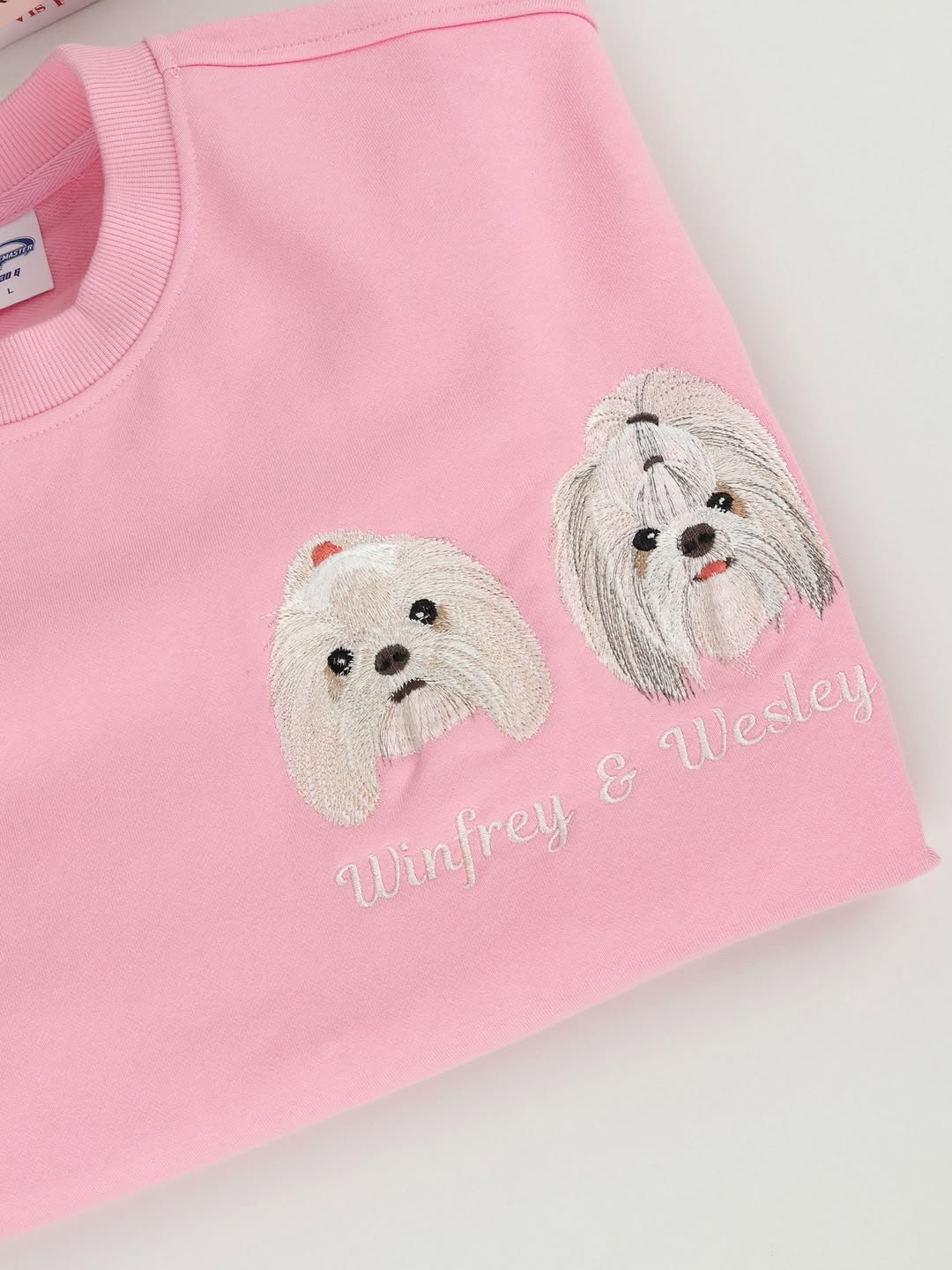 Custom Pet Embroidered T-shirt from Photo, Personalized Pet Face and Pet Name Sweatshirt or Shirt