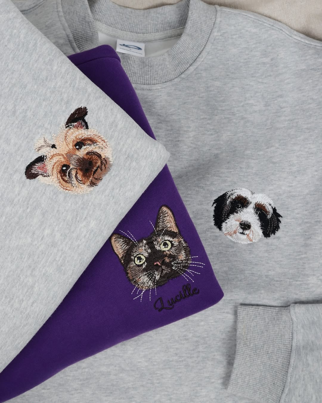 Custom Embroidered Sweatshirt with Dog Face Varsity from Photo, Gift for Dog Lovers
