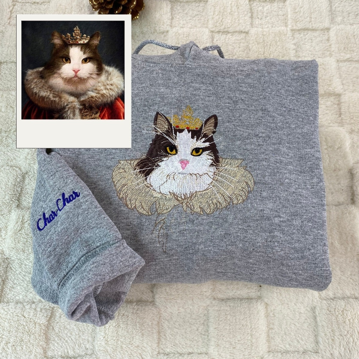 Cat Mom Hoodies Custom - Personalized Cat Portrait Embroidery Sweatshirts - Proud Cat Mama Gift