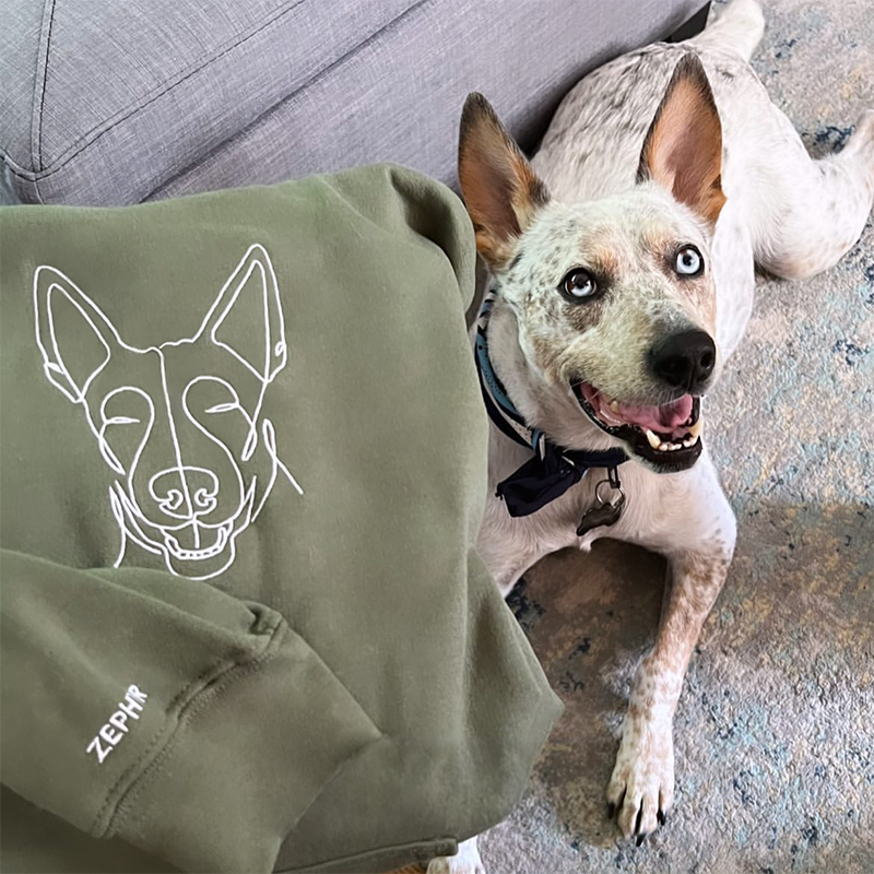 Custom Embroidered Hoodie,Pet Face Sketch Embroidery