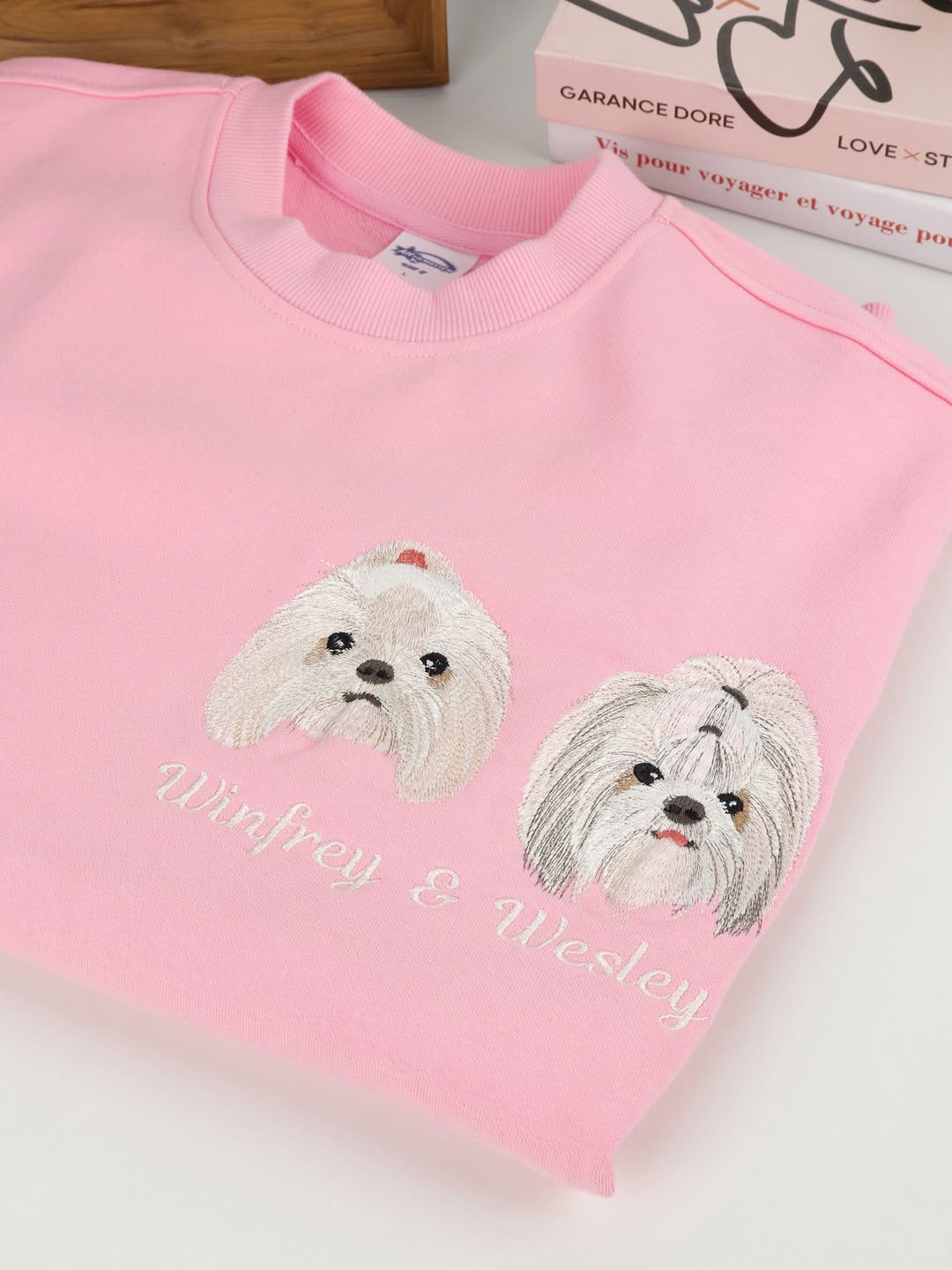 Custom Pet Embroidered T-shirt from Photo, Personalized Pet Face and Pet Name Sweatshirt or Shirt