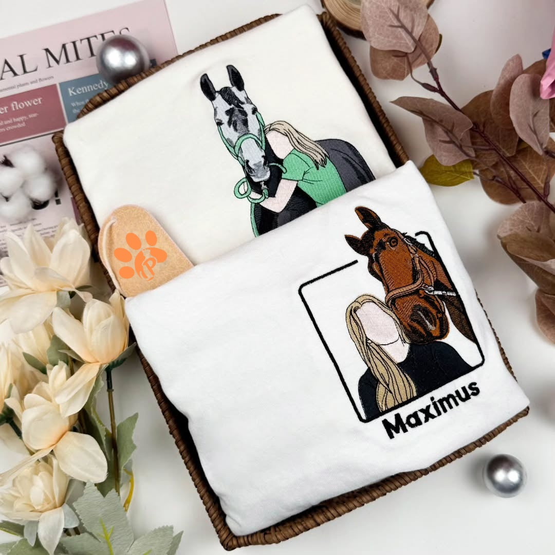 Horse Lover Custom Sweatshirt – Embroidered Equestrian Design – Personalized Riding Enthusiast Gift