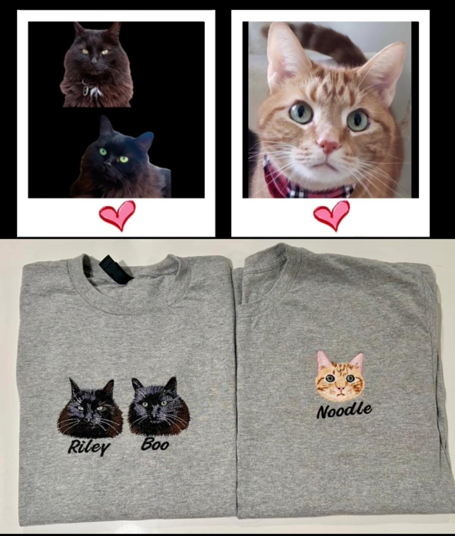 Custom Embroidered Pet Sweatshirt with Pet Photo , Custom Embroidered Cat Hoodie , Gift for Cat Dad Mom