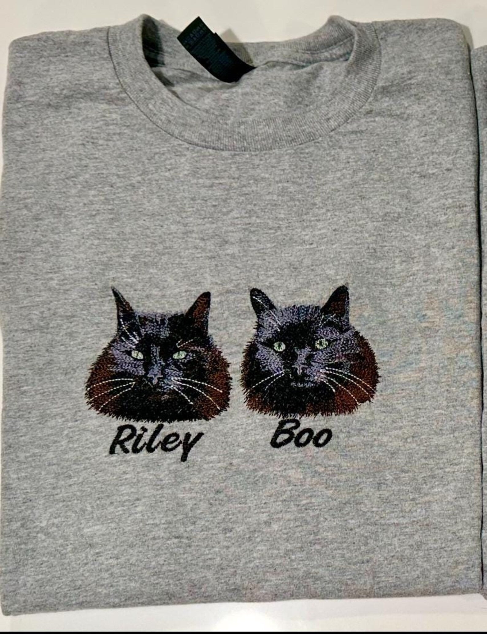 Custom Embroidered Pet Sweatshirt with Pet Photo , Custom Embroidered Cat Hoodie , Gift for Cat Dad Mom