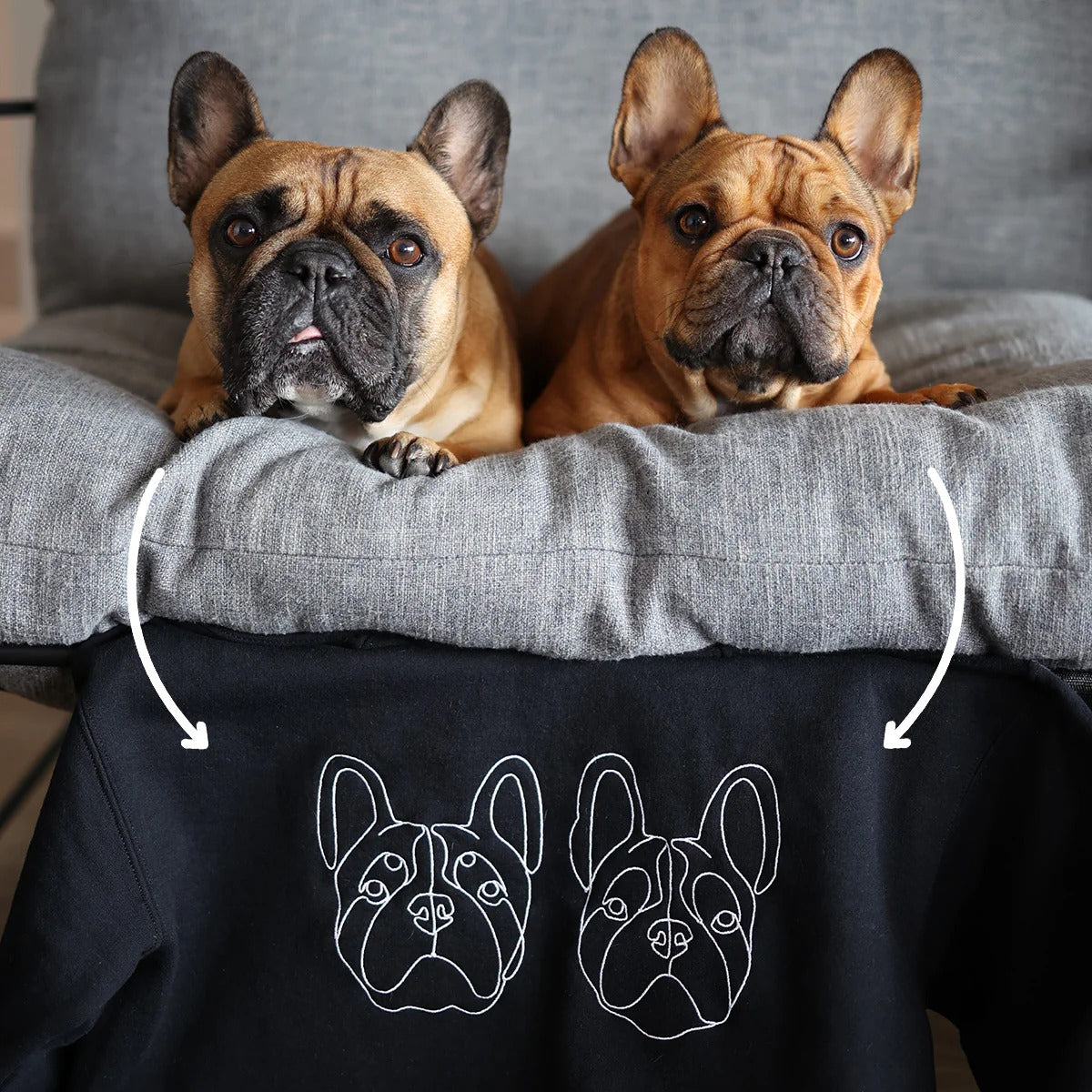 Custom Embroidered Hoodie,Pet Face Sketch Embroidery