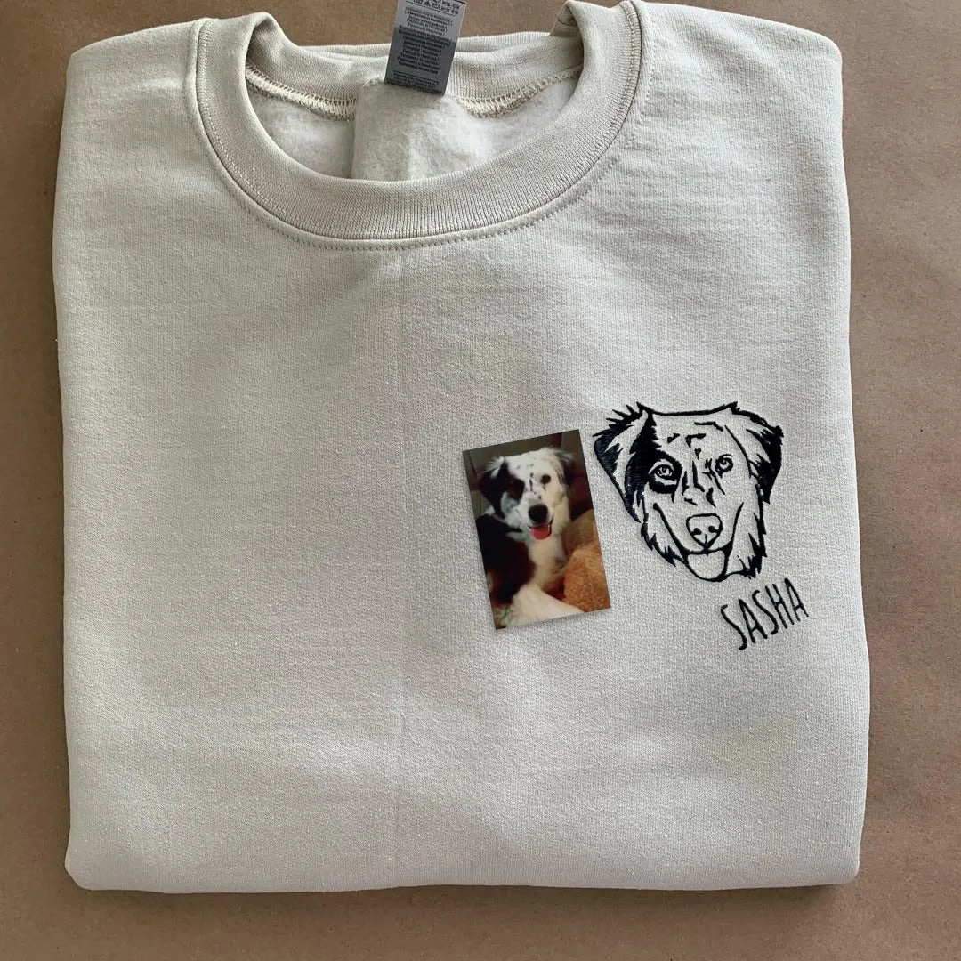 Custom Embroidered Pet Face T-shirt, Sweatshirt, Hoodie, Gifts for pet lovers