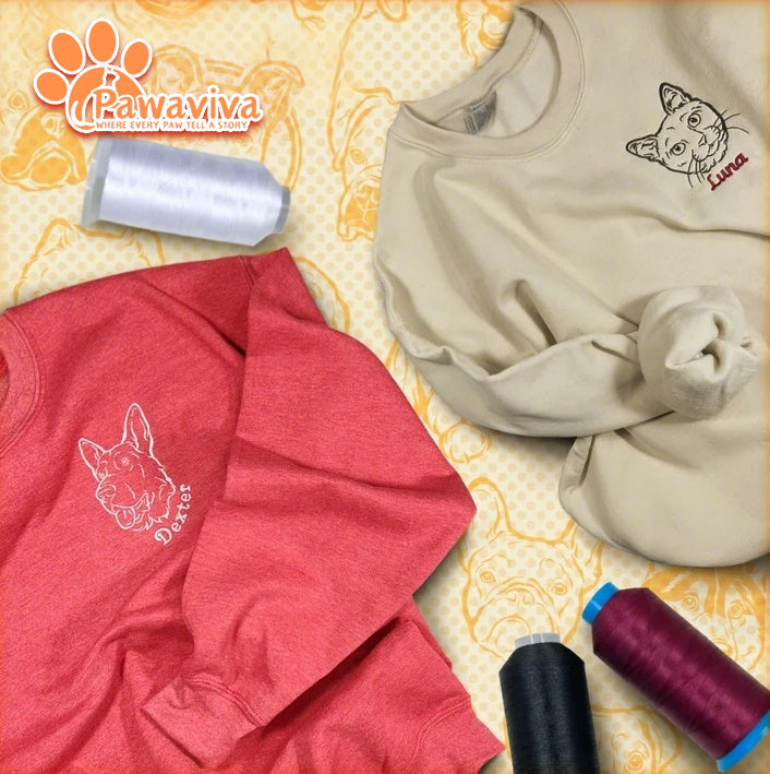 Custom Embroidered Dog Sweatshirt , Custom Pet Sweater , Embroider Sweater