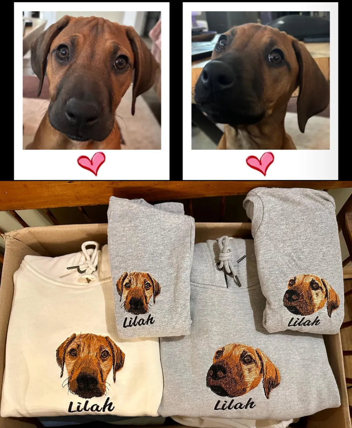 Custom Embroidered Pet Sweatshirt with Pet Photo , Custom Embroidered Dog Hoodie , Gift for Dog Dad Mom