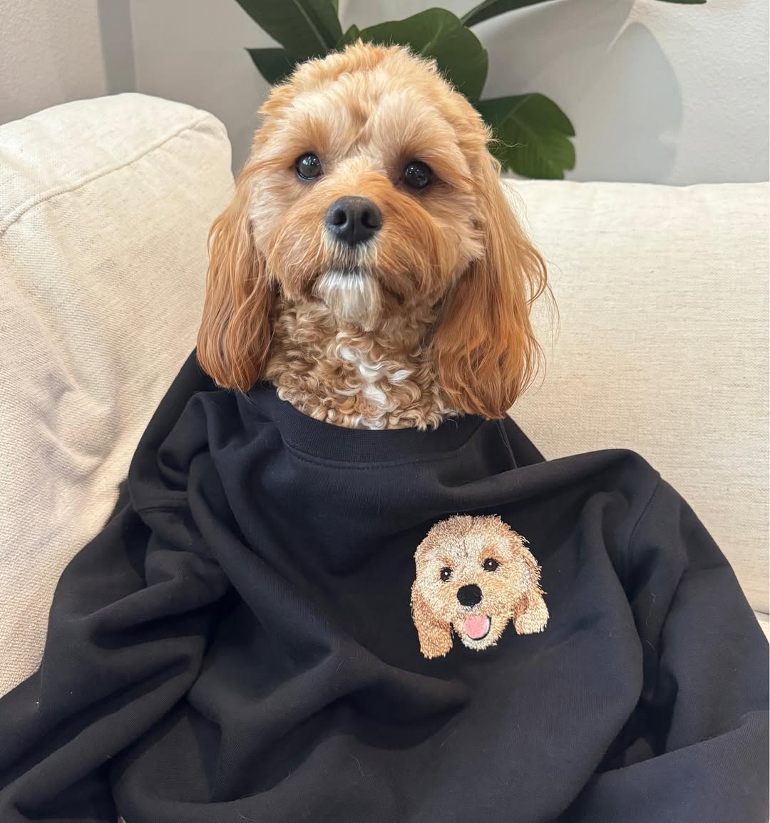 Rich Color Custom Embroidered Dog Face Sweatshirt from Your Photo