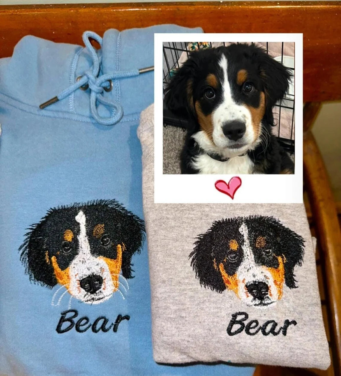 Custom Embroidered Pet Sweatshirt with Pet Photo , Custom Embroidered Dog Hoodie , Gift for Dog Dad Mom