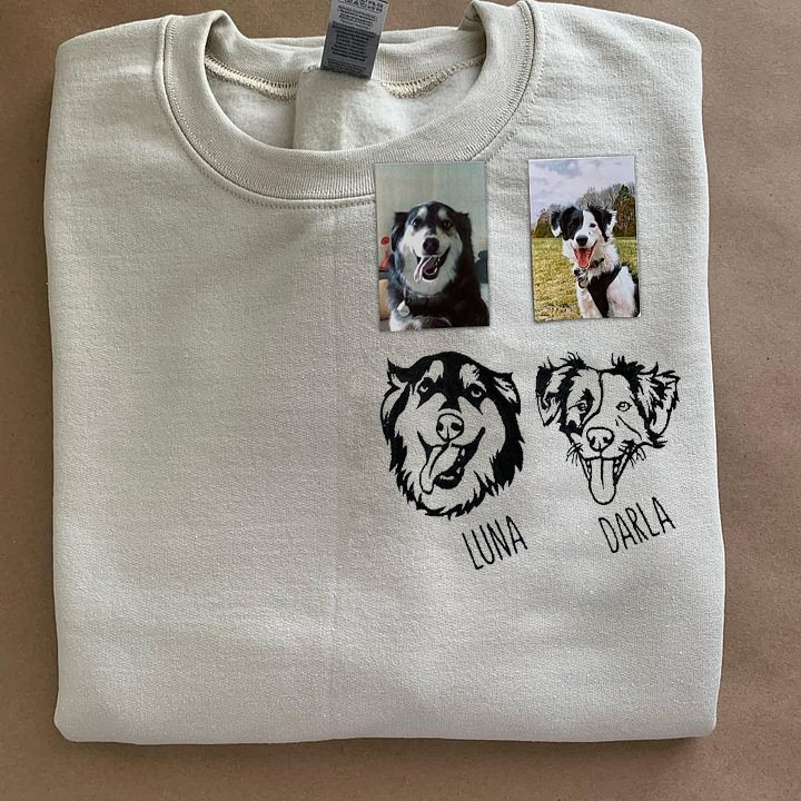 Custom Embroidered Multiple Pet Face Graphics Sweatshirts, T-Shirts, Hoodies
