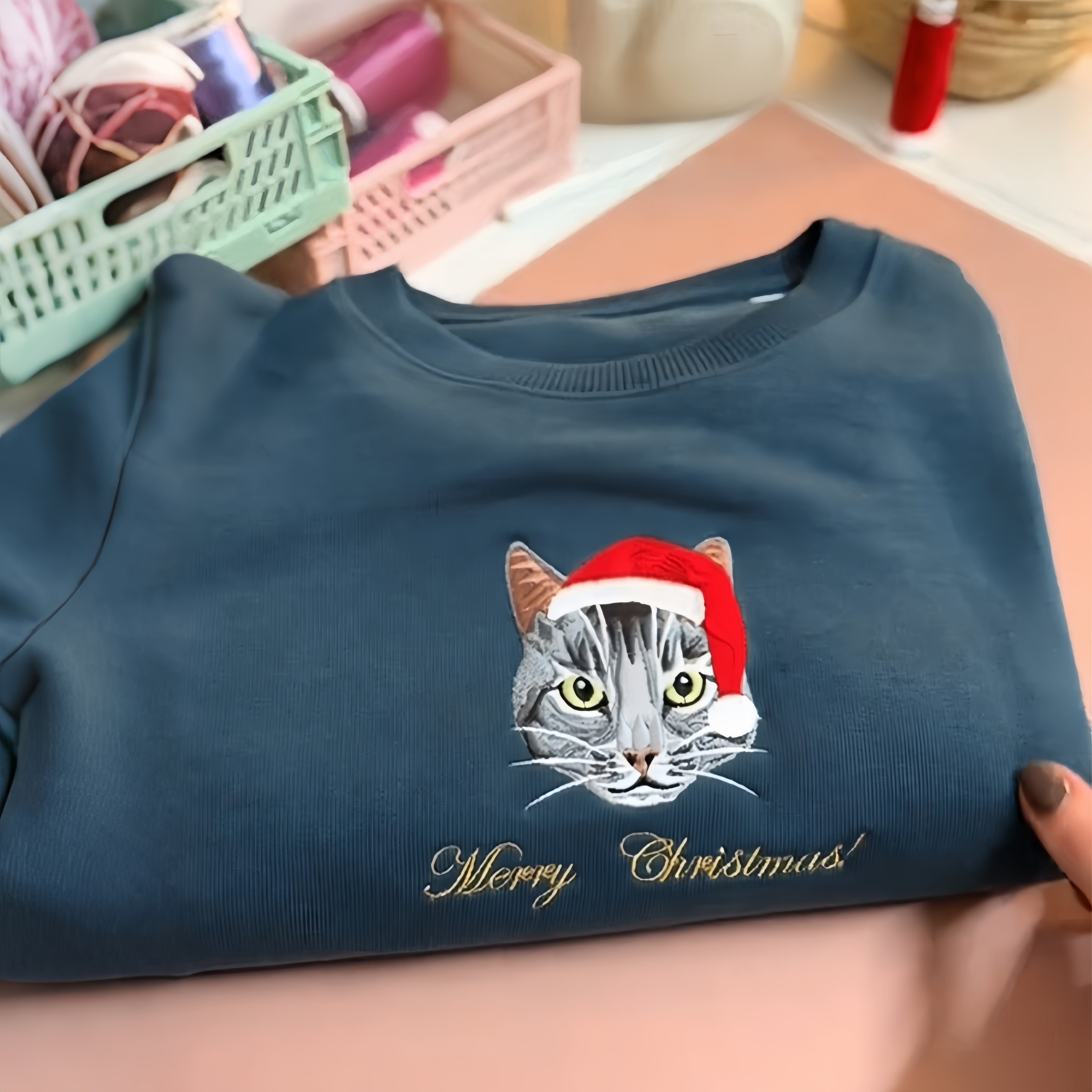 Custom Embroidered Pet Portrait T-shirt,Sweatshirt